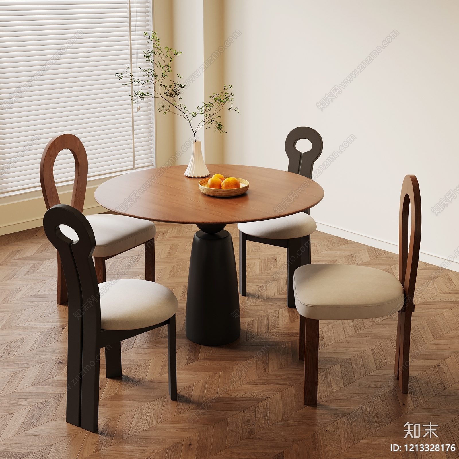 奶油风休闲桌椅3D模型下载【ID:1213328176】