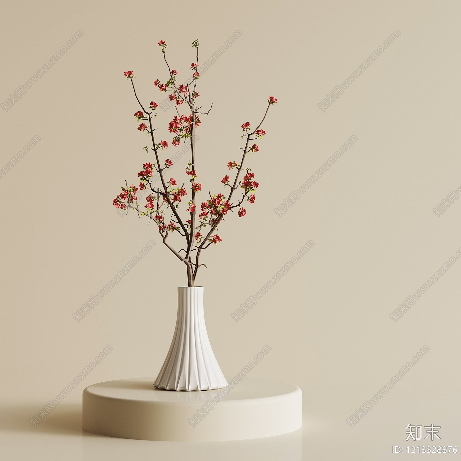 极简绿植摆件3D模型渲染效果图