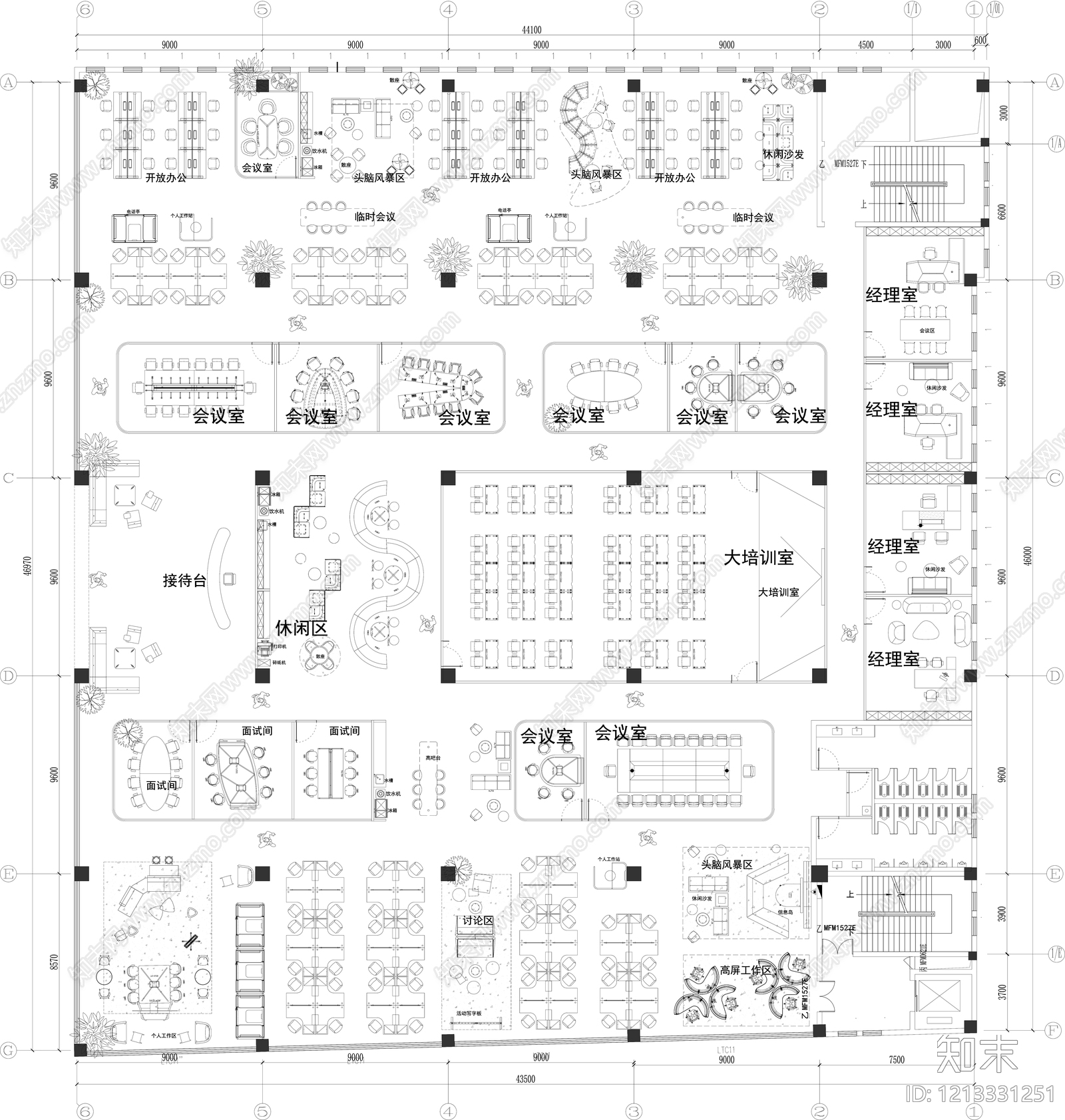 原木整体办公空间施工图下载【ID:1213331251】
