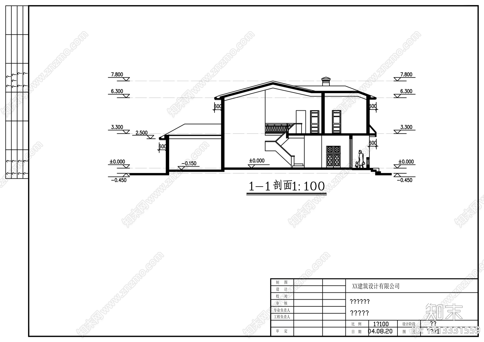 现代别墅建筑cad施工图下载【ID:1213331559】