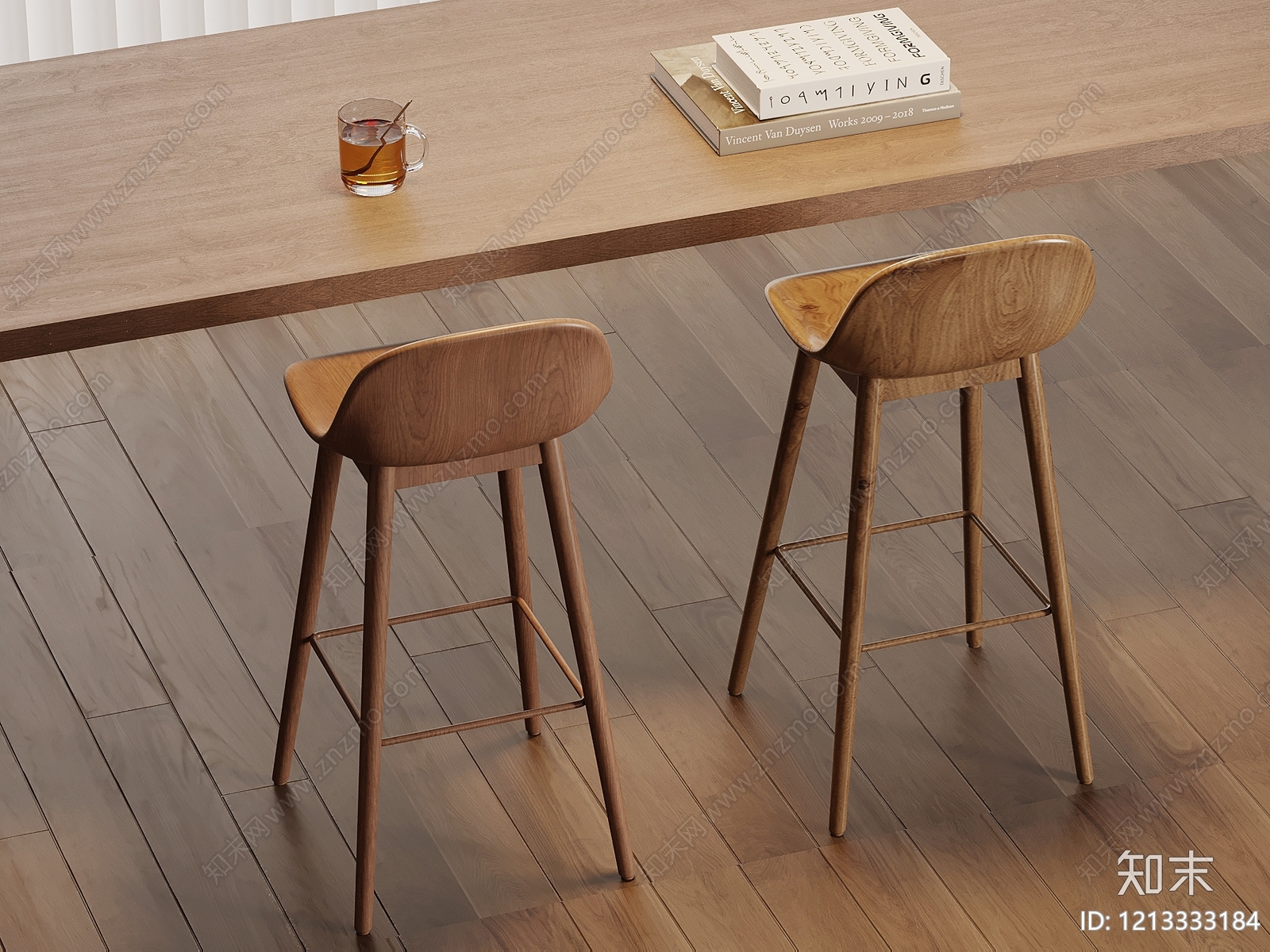 原木风吧椅3D模型下载【ID:1213333184】