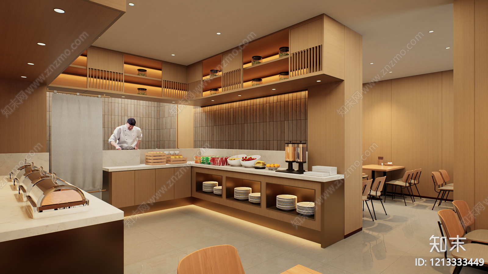原木风酒店餐厅SU模型下载【ID:1213333449】