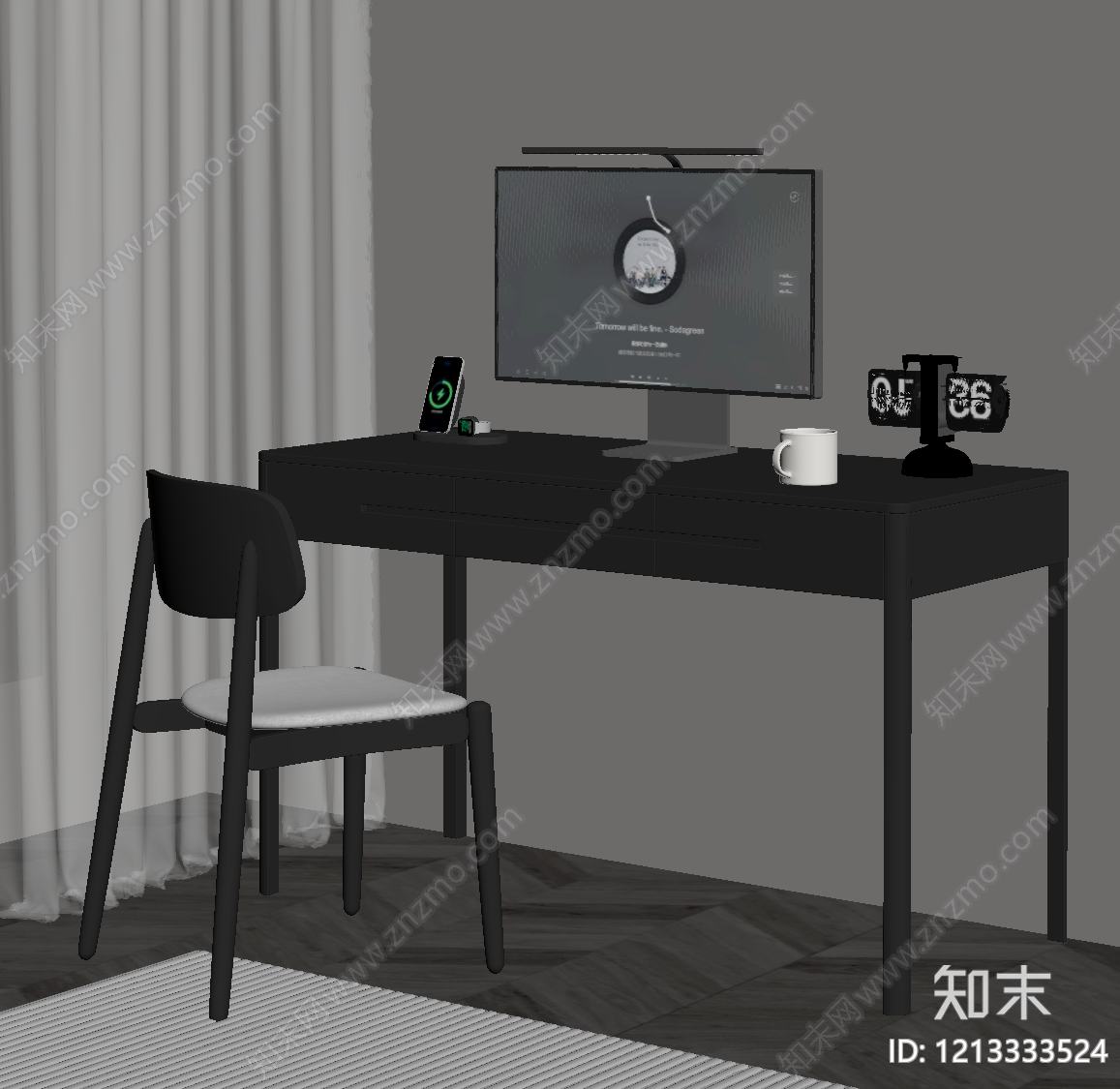 现代简约书桌SU模型下载【ID:1213333524】