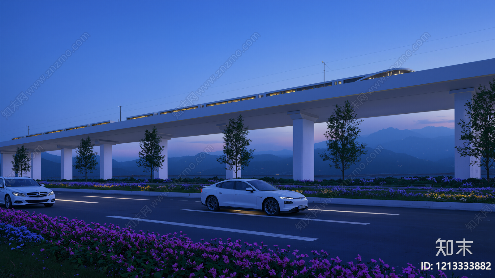 现代极简大桥SU模型下载【ID:1213333882】