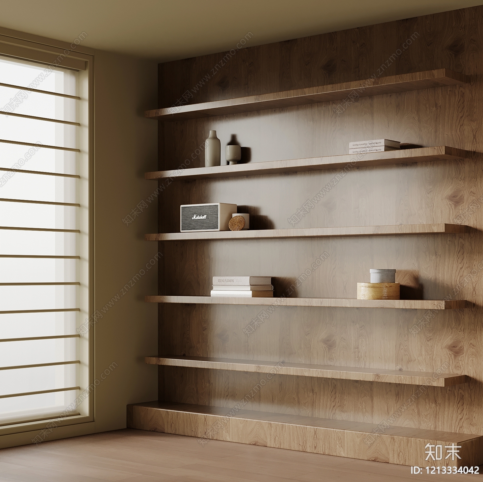 原木风书架SU模型下载【ID:1213334042】