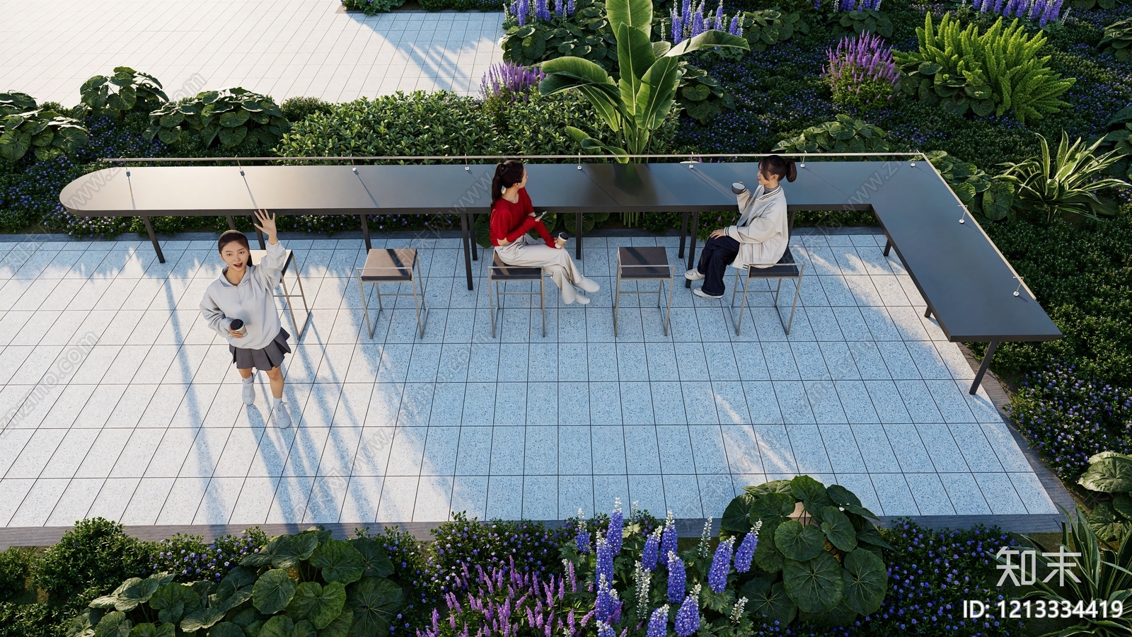 现代简约屋顶花园SU模型下载【ID:1213334419】