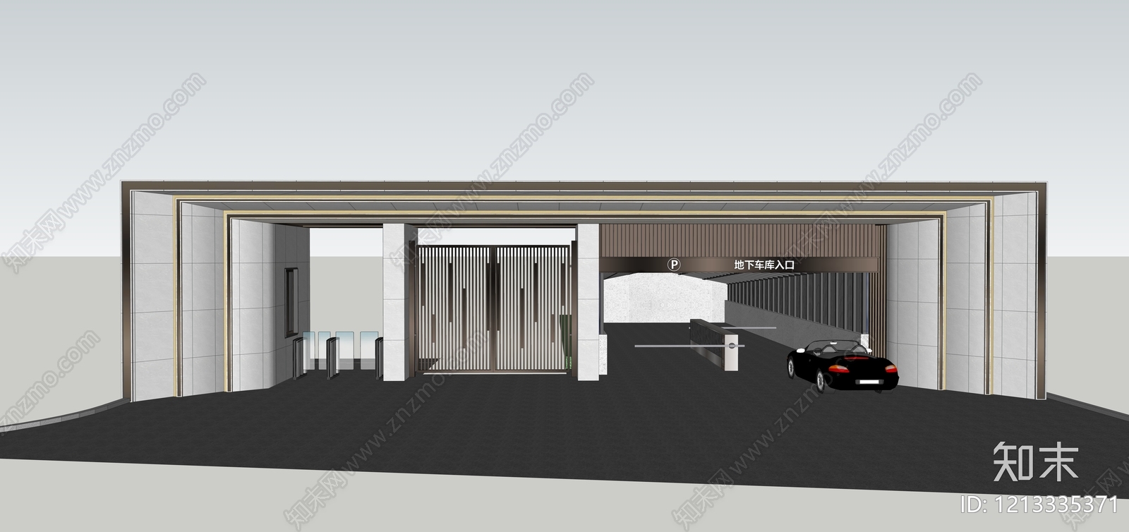 新中式地下车库SU模型下载【ID:1213335371】