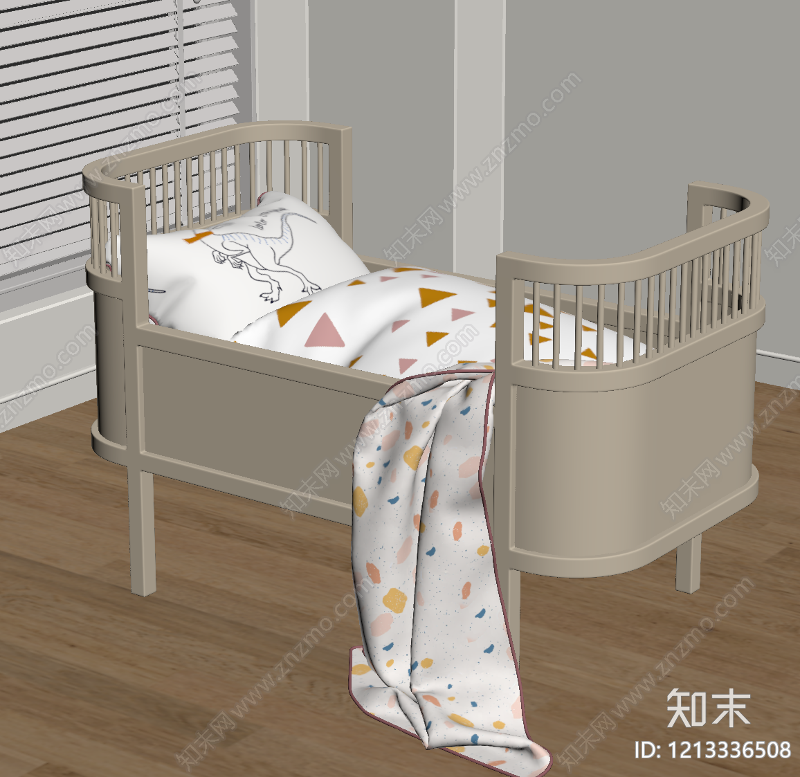 奶油风儿童床SU模型下载【ID:1213336508】