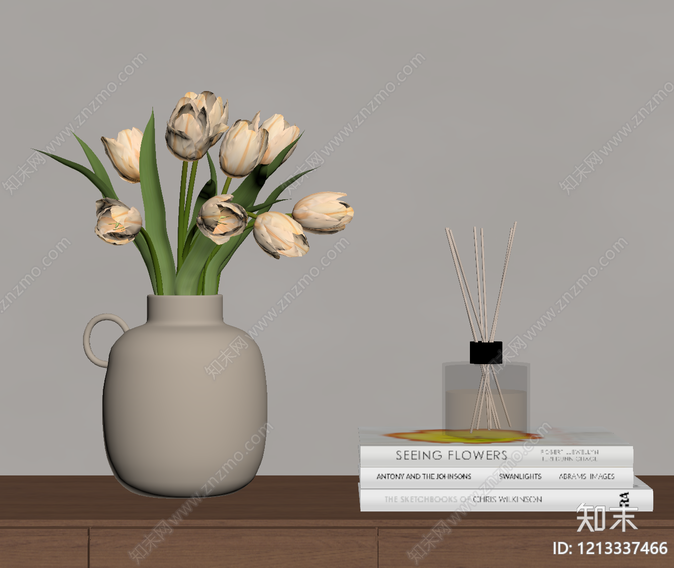 奶油风花瓶SU模型下载【ID:1213337466】