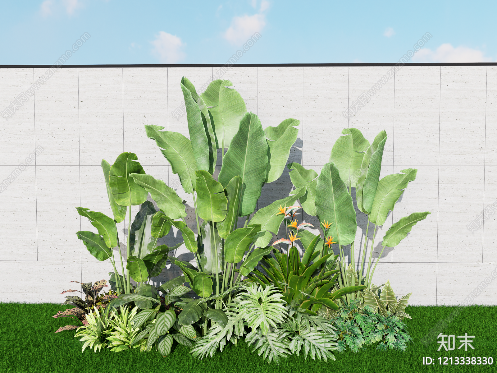 现代热带景观植物组合SU模型下载【ID:1213338330】