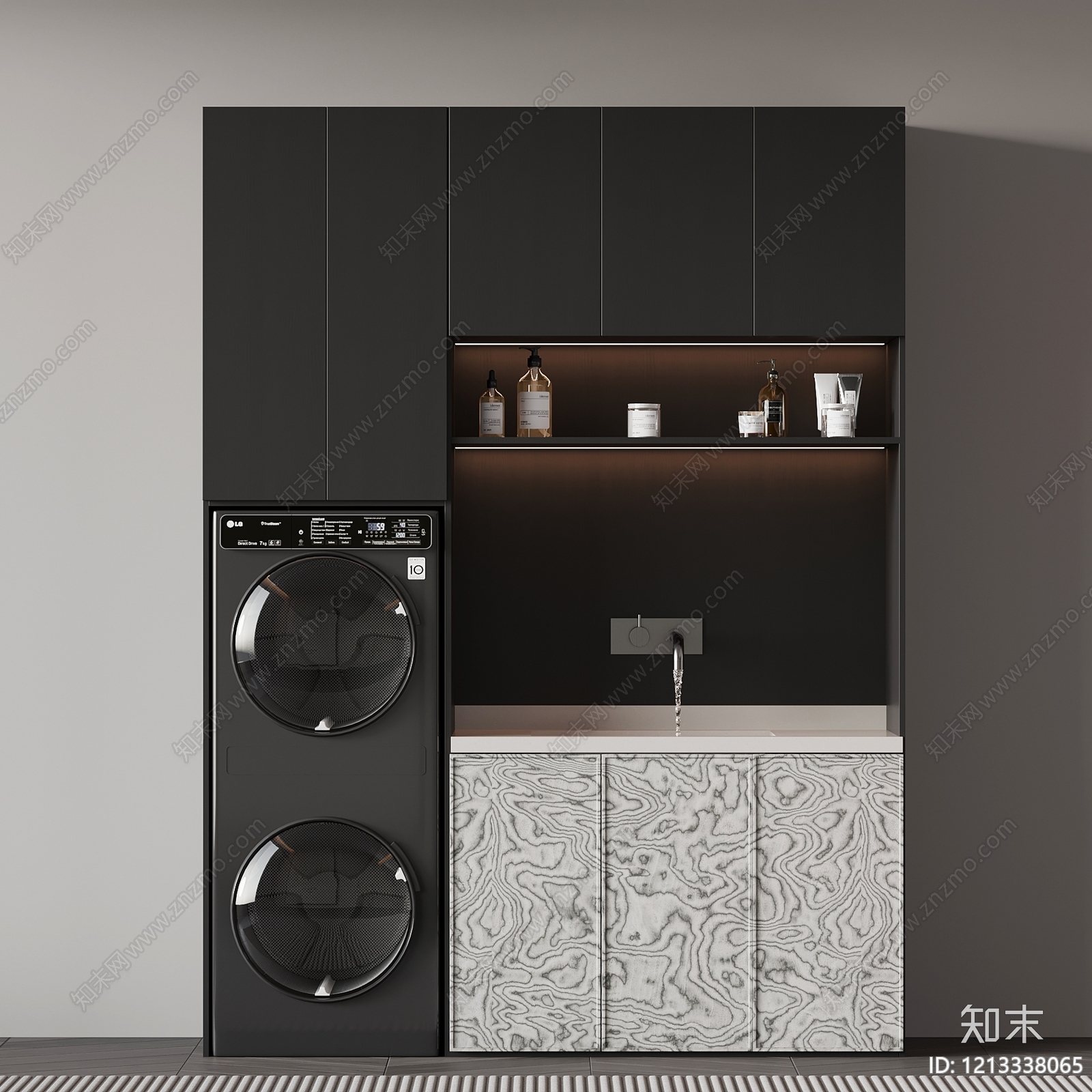 极简洗衣机柜SU模型下载【ID:1213338065】