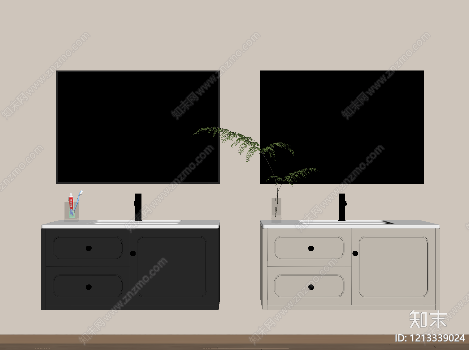 奶油风浴室柜SU模型下载【ID:1213339024】