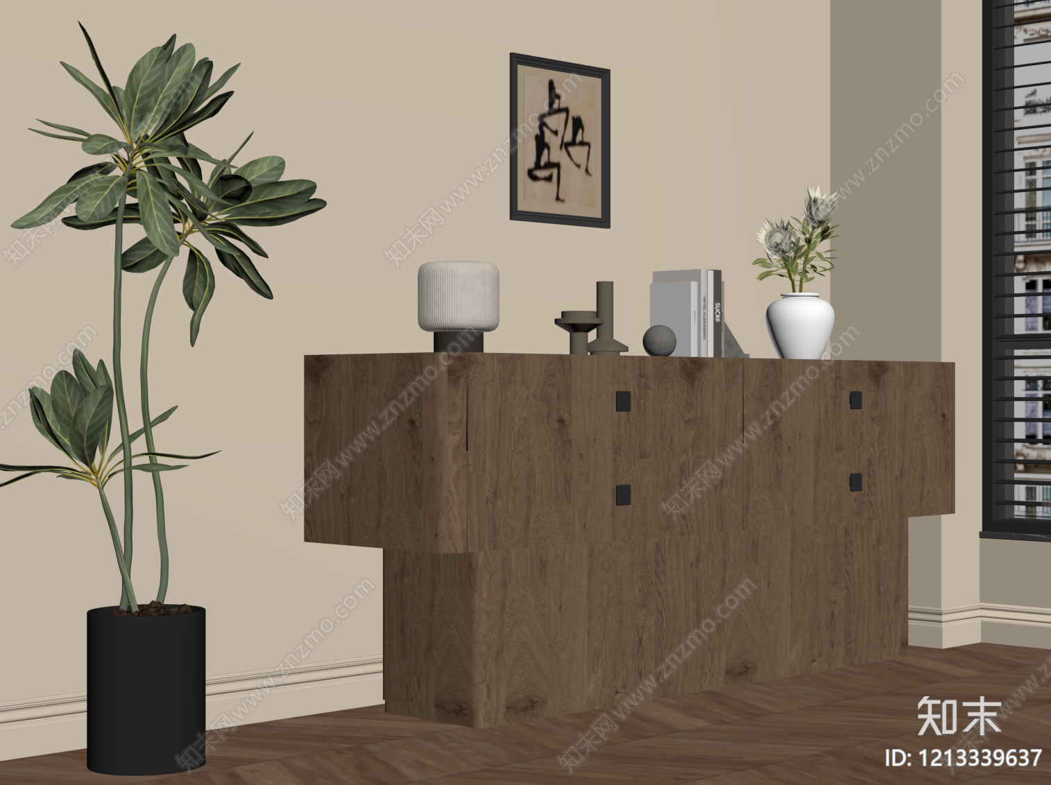 现代简约玄关柜SU模型下载【ID:1213339637】