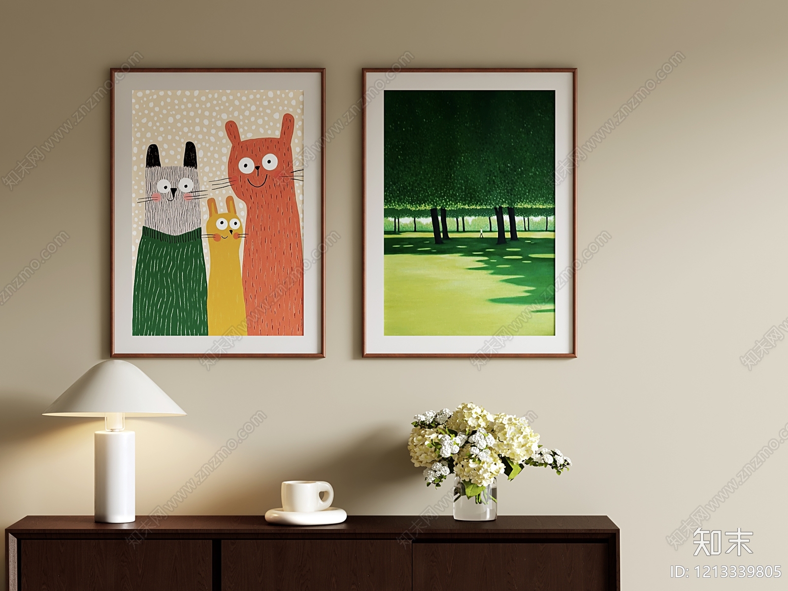 现代儿童房装饰画组合SU模型下载【ID:1213339805】