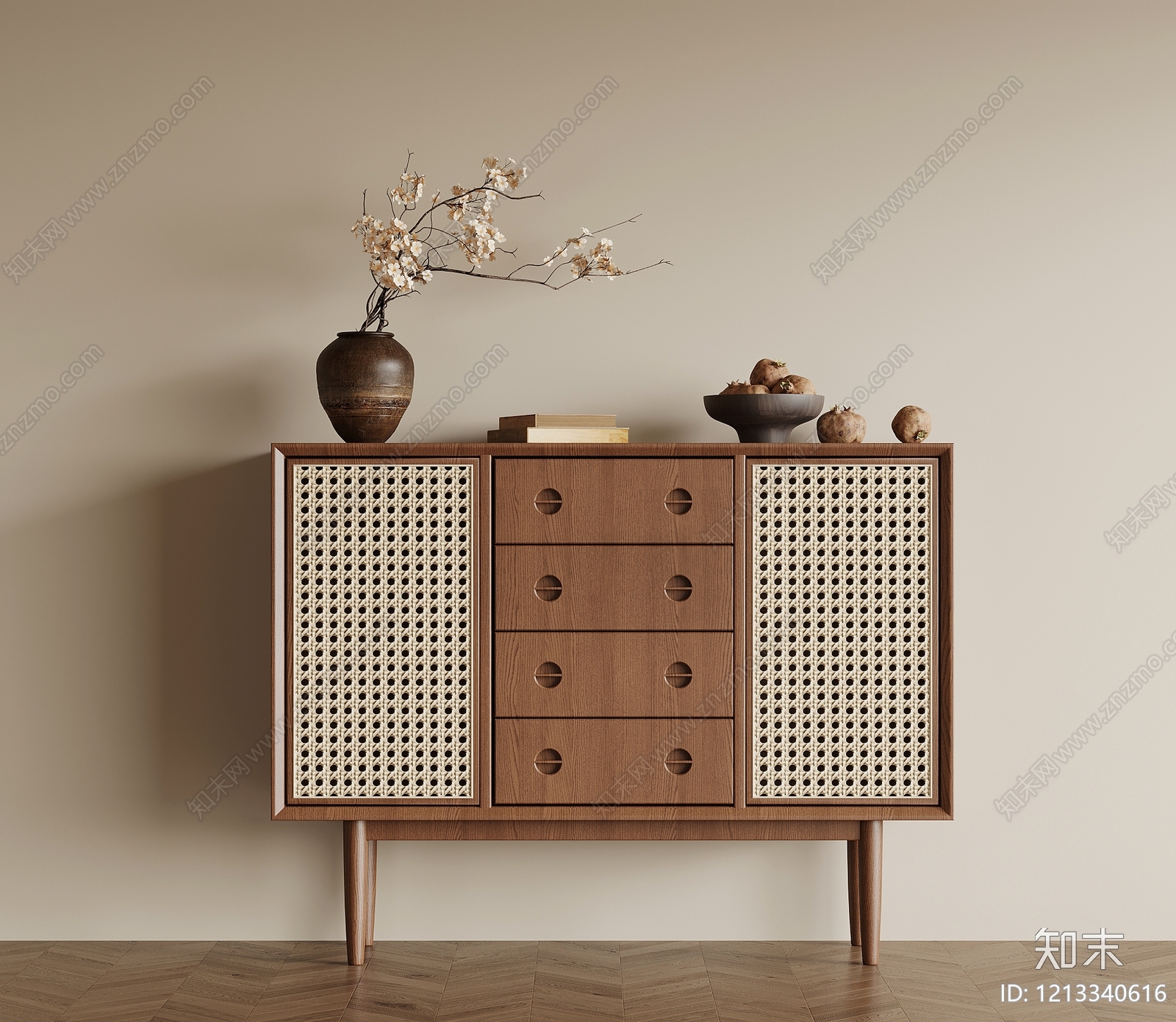 中古风餐边柜SU模型下载【ID:1213340616】