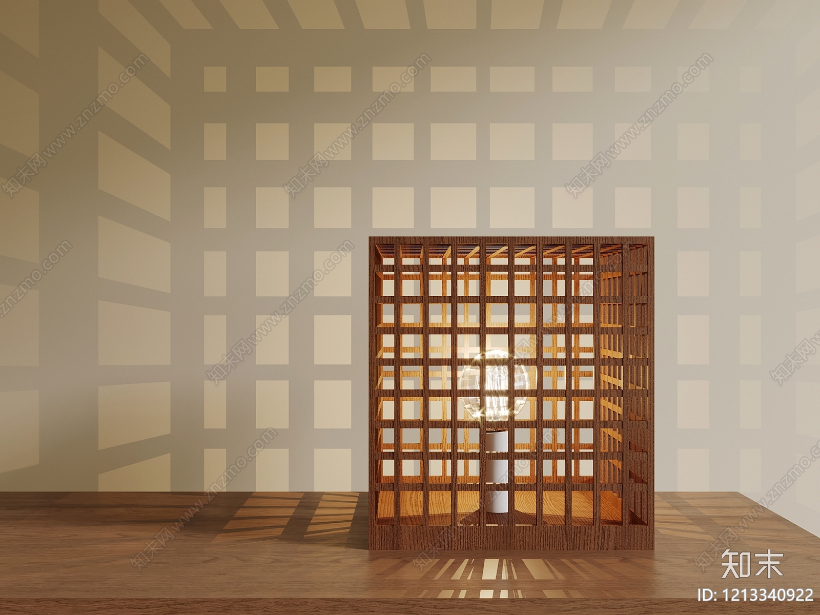 新中式格栅灯SU模型下载【ID:1213340922】