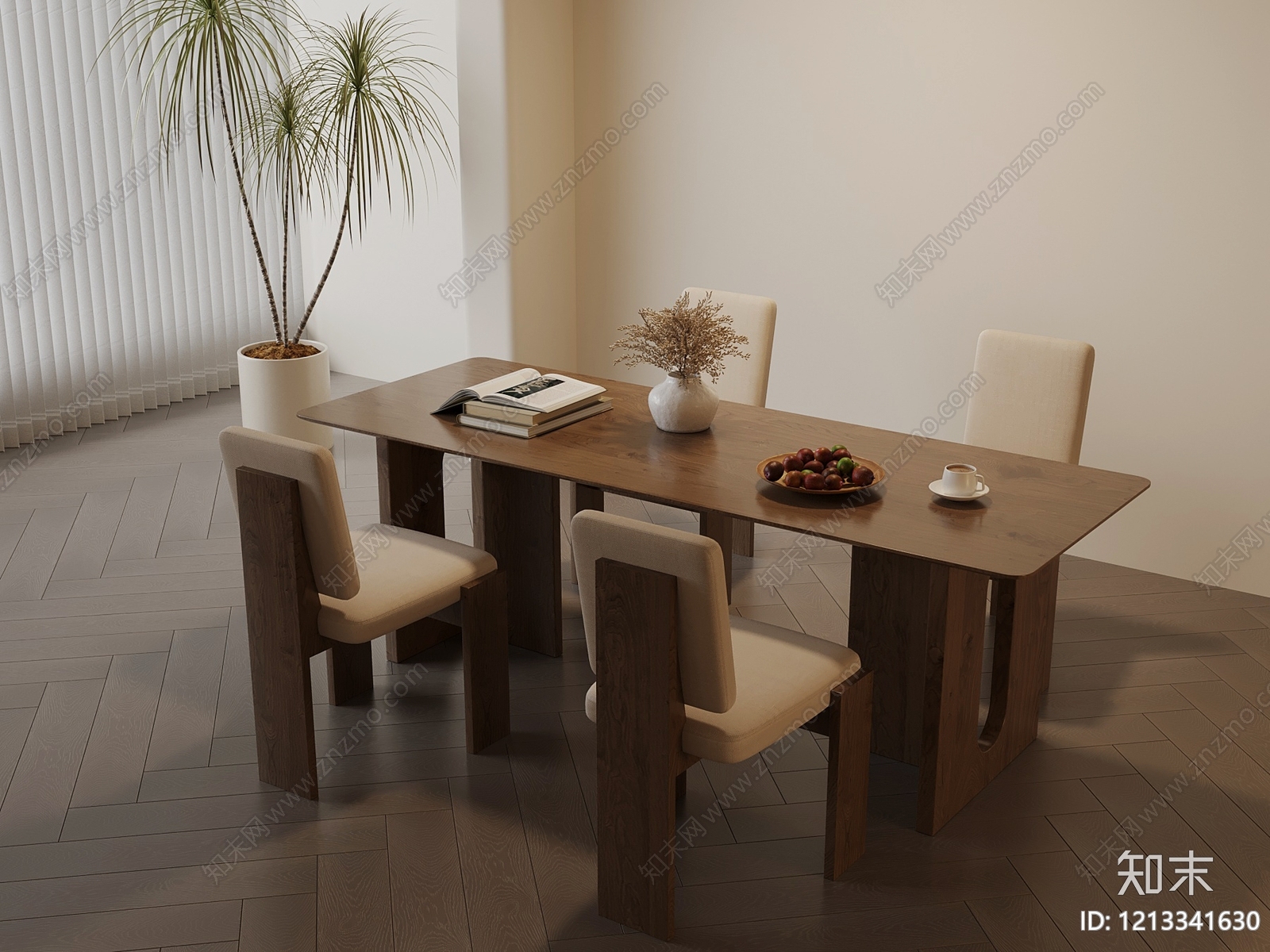 现代简约餐桌SU模型下载【ID:1213341630】