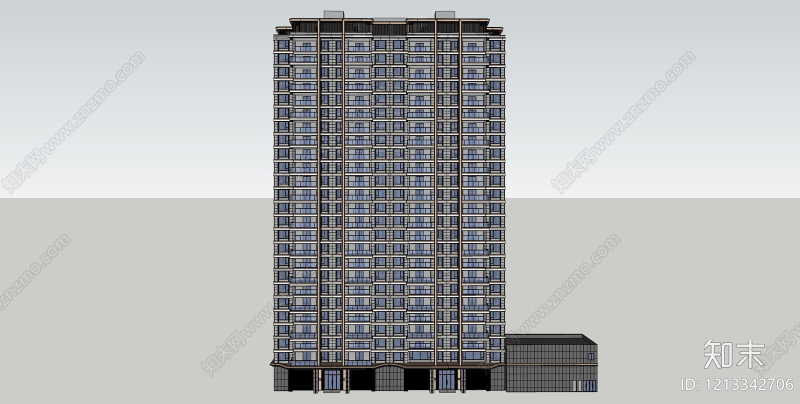 高层住宅SU模型下载【ID:1213342706】
