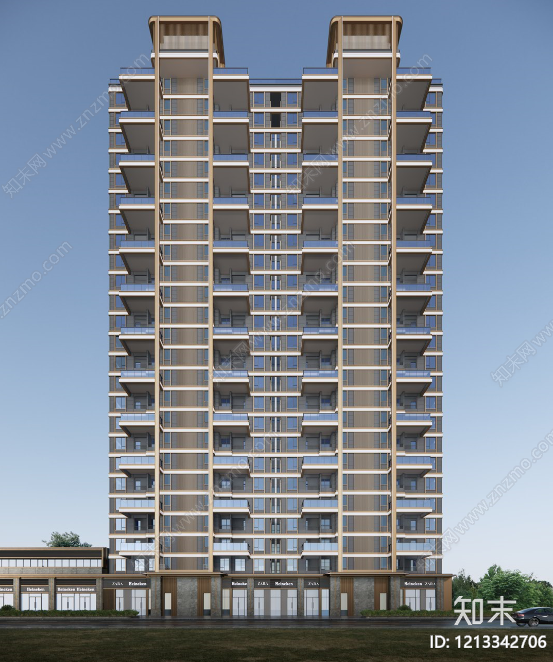 高层住宅SU模型下载【ID:1213342706】