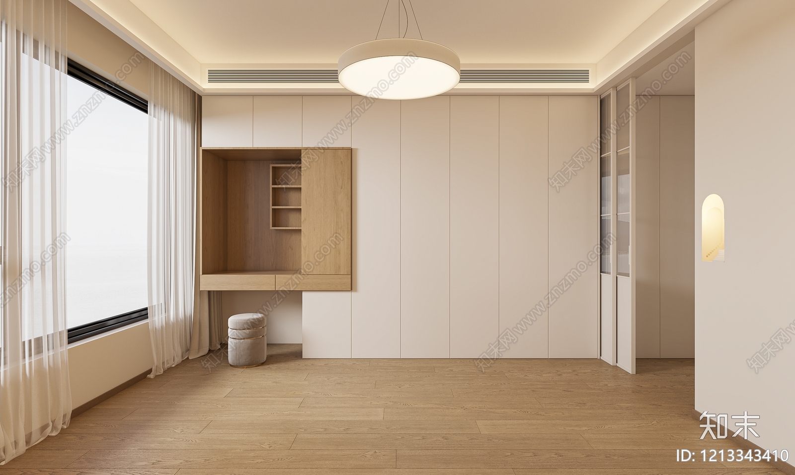 原木奶油风民宿3D模型下载【ID:1213343410】
