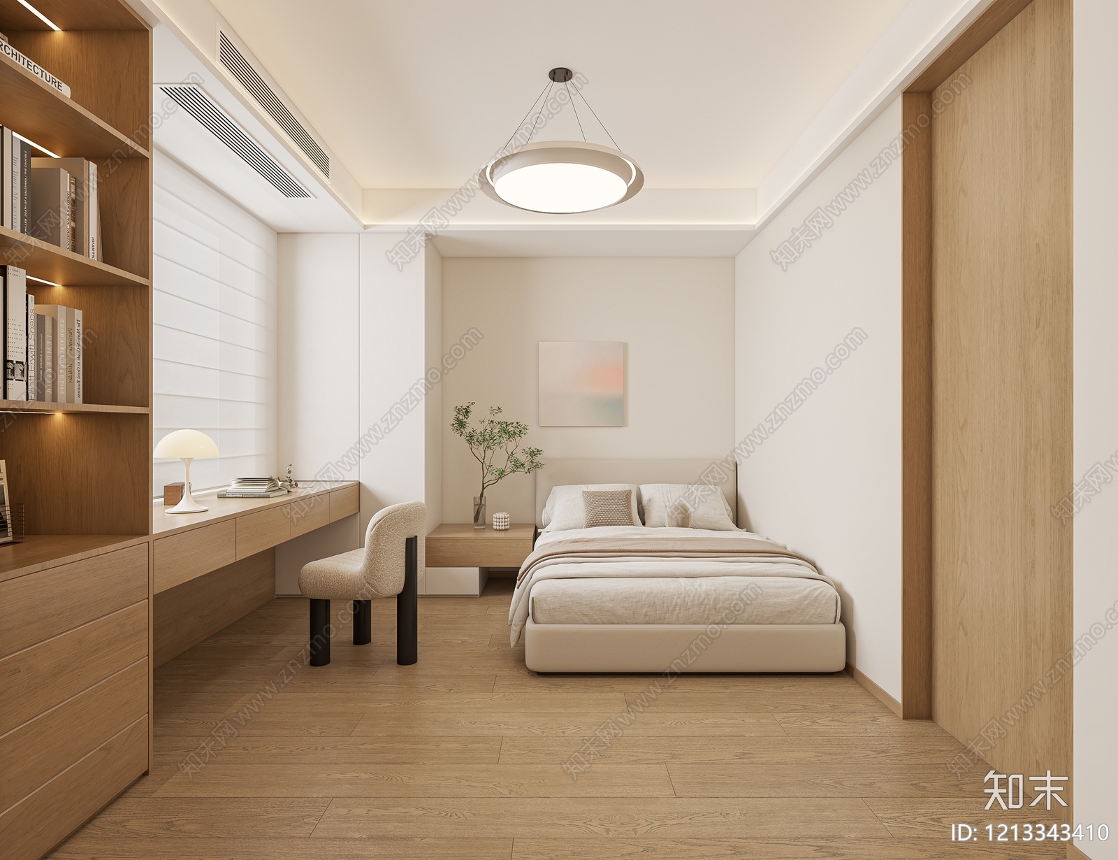 原木奶油风民宿3D模型下载【ID:1213343410】