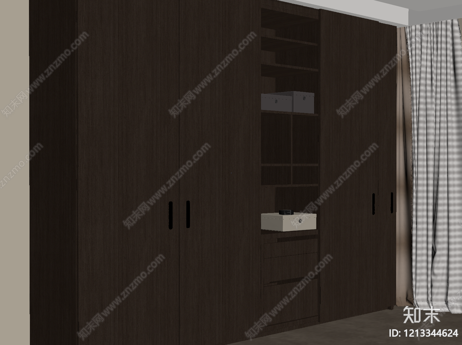 极简衣柜SU模型下载【ID:1213344624】