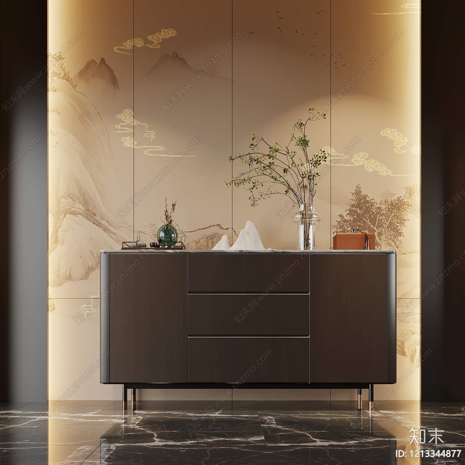 新中式玄关3D模型下载【ID:1213344877】