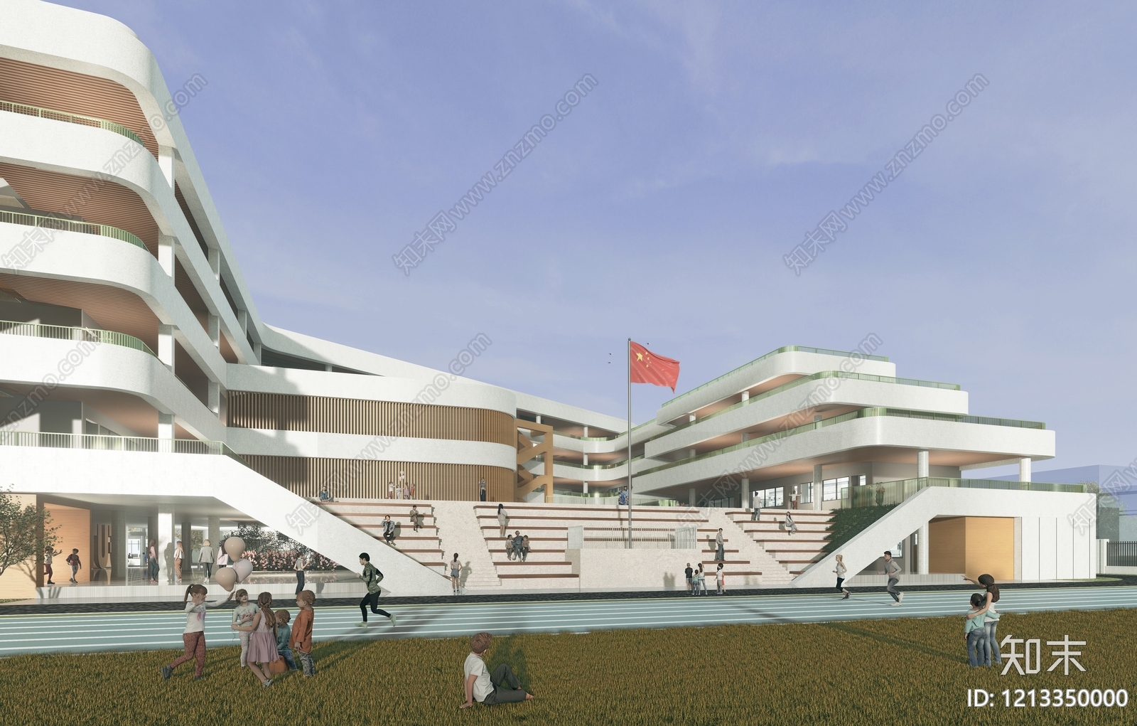 现代主义学校建筑SU模型下载【ID:1213350000】