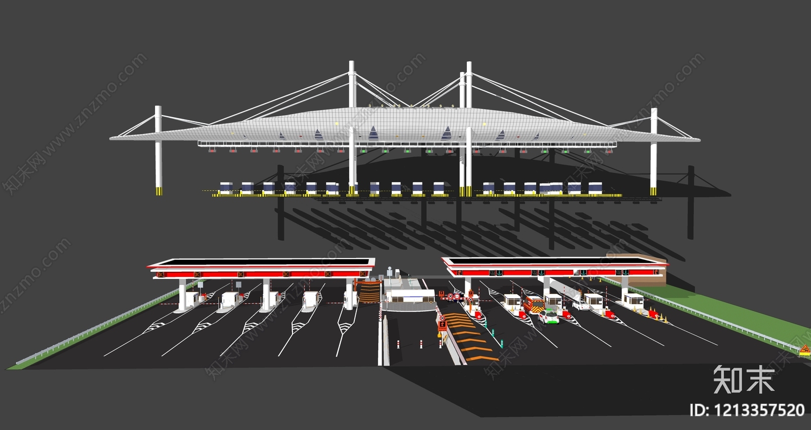 现代主义收费站SU模型下载【ID:1213357520】