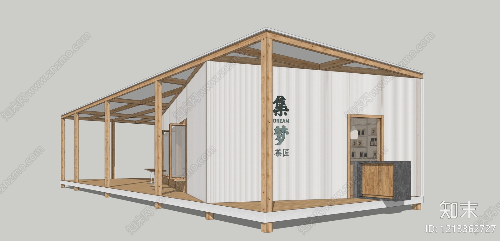 日式餐饮建筑SU模型下载【ID:1213362727】
