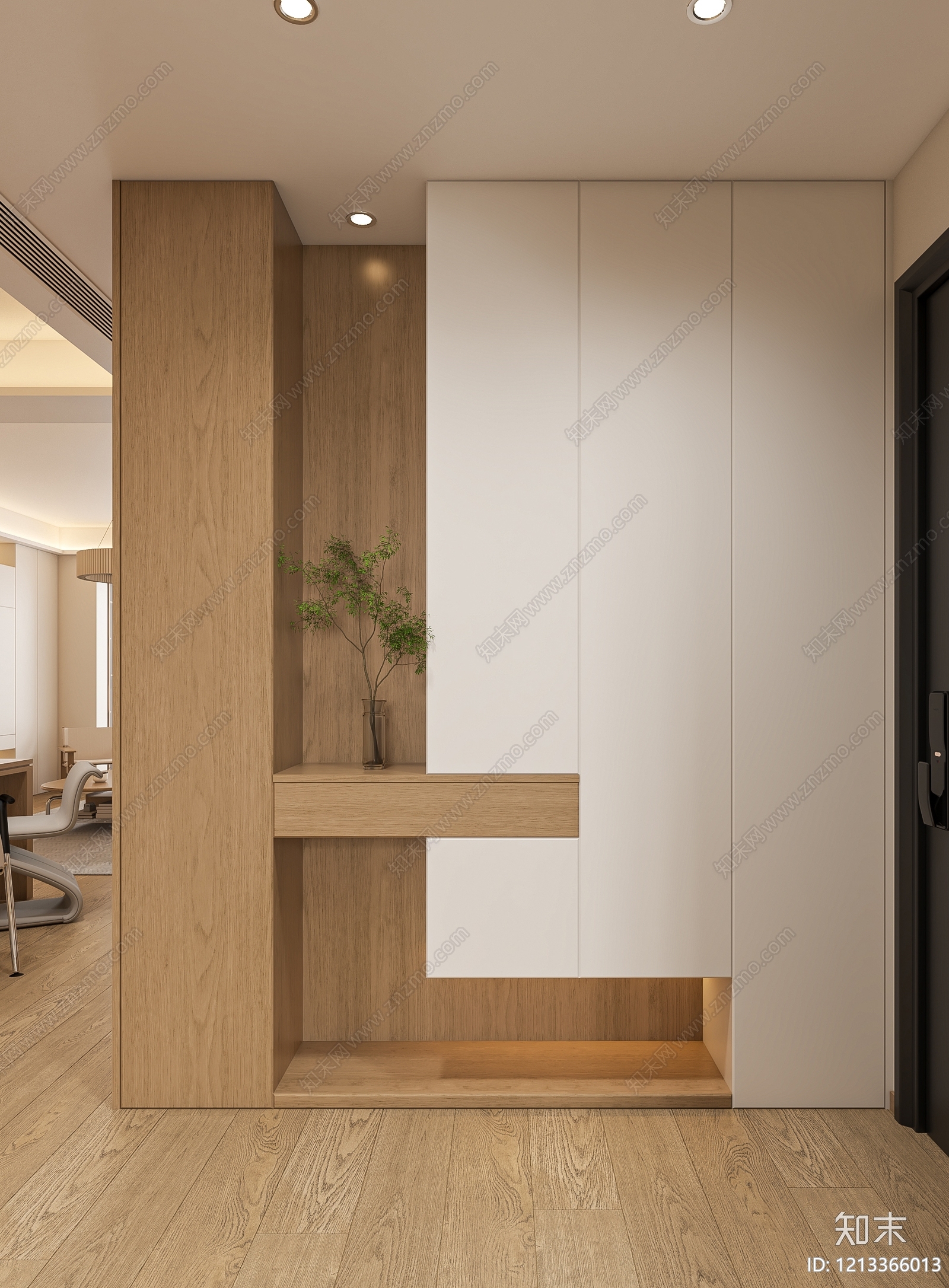 原木风玄关3D模型下载【ID:1213366013】
