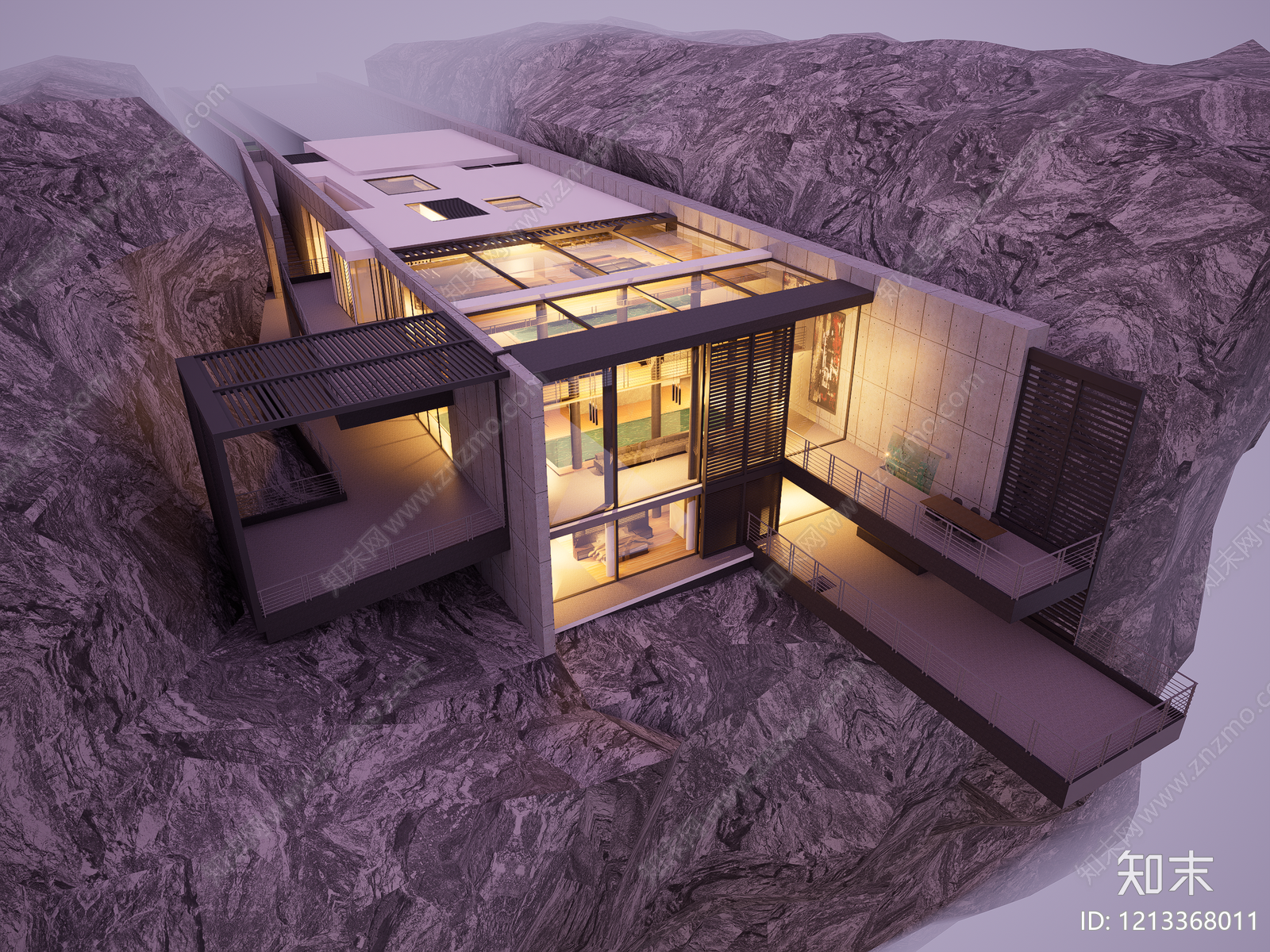 现代售楼处建筑SU模型下载【ID:1213368011】