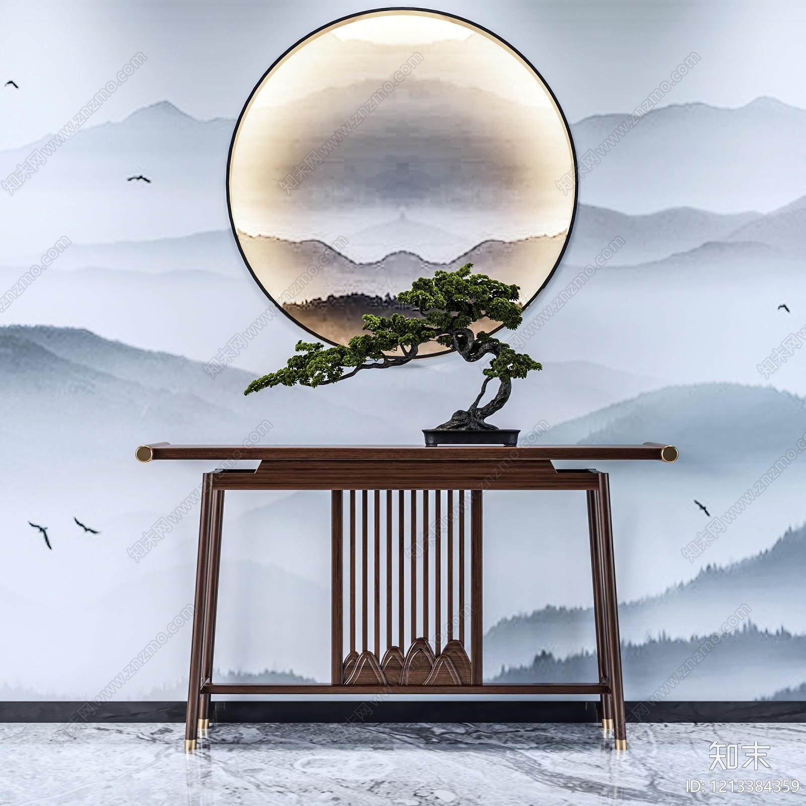 新中式条案3D模型下载【ID:1213384359】