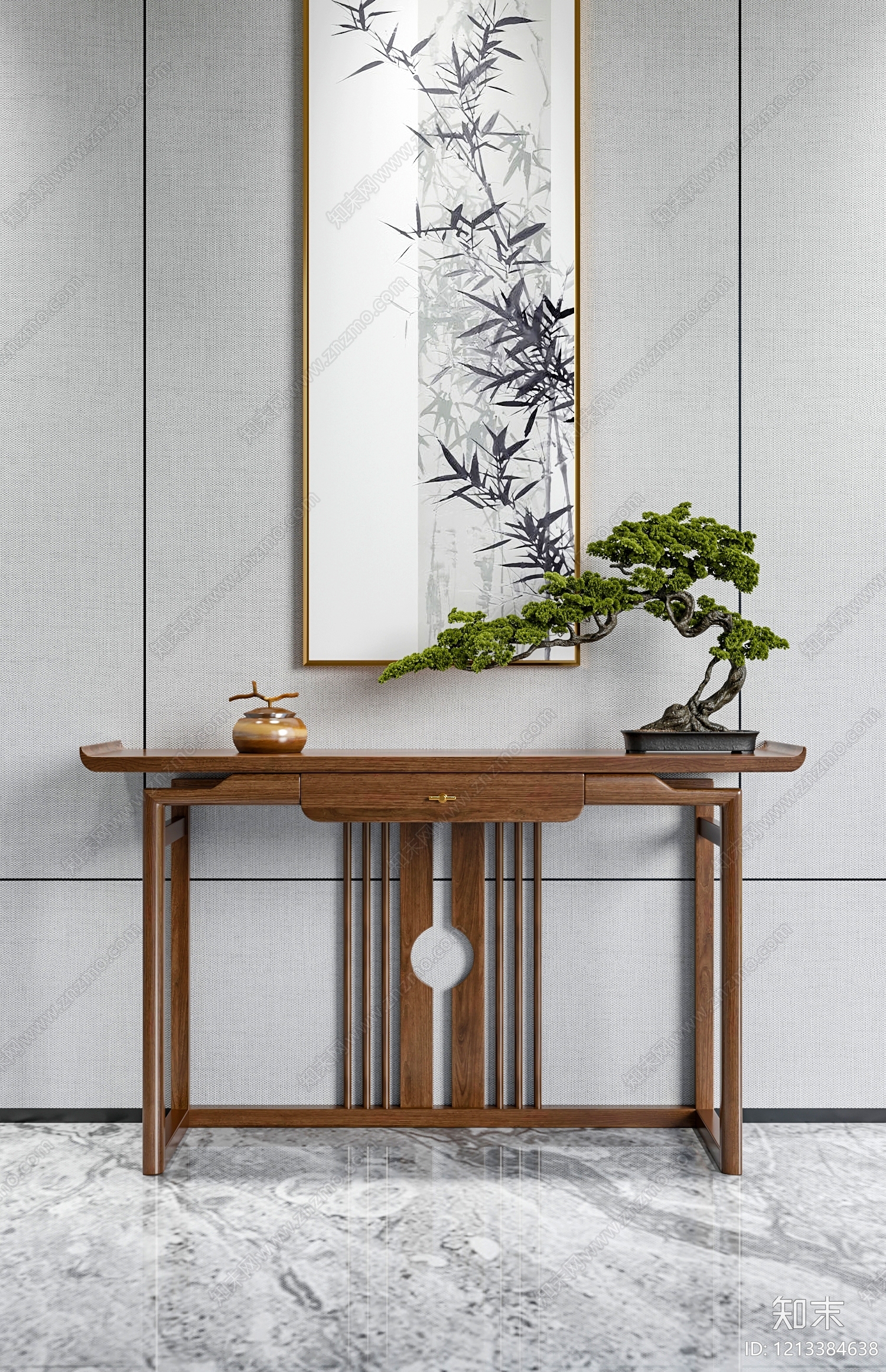 新中式条案3D模型下载【ID:1213384638】