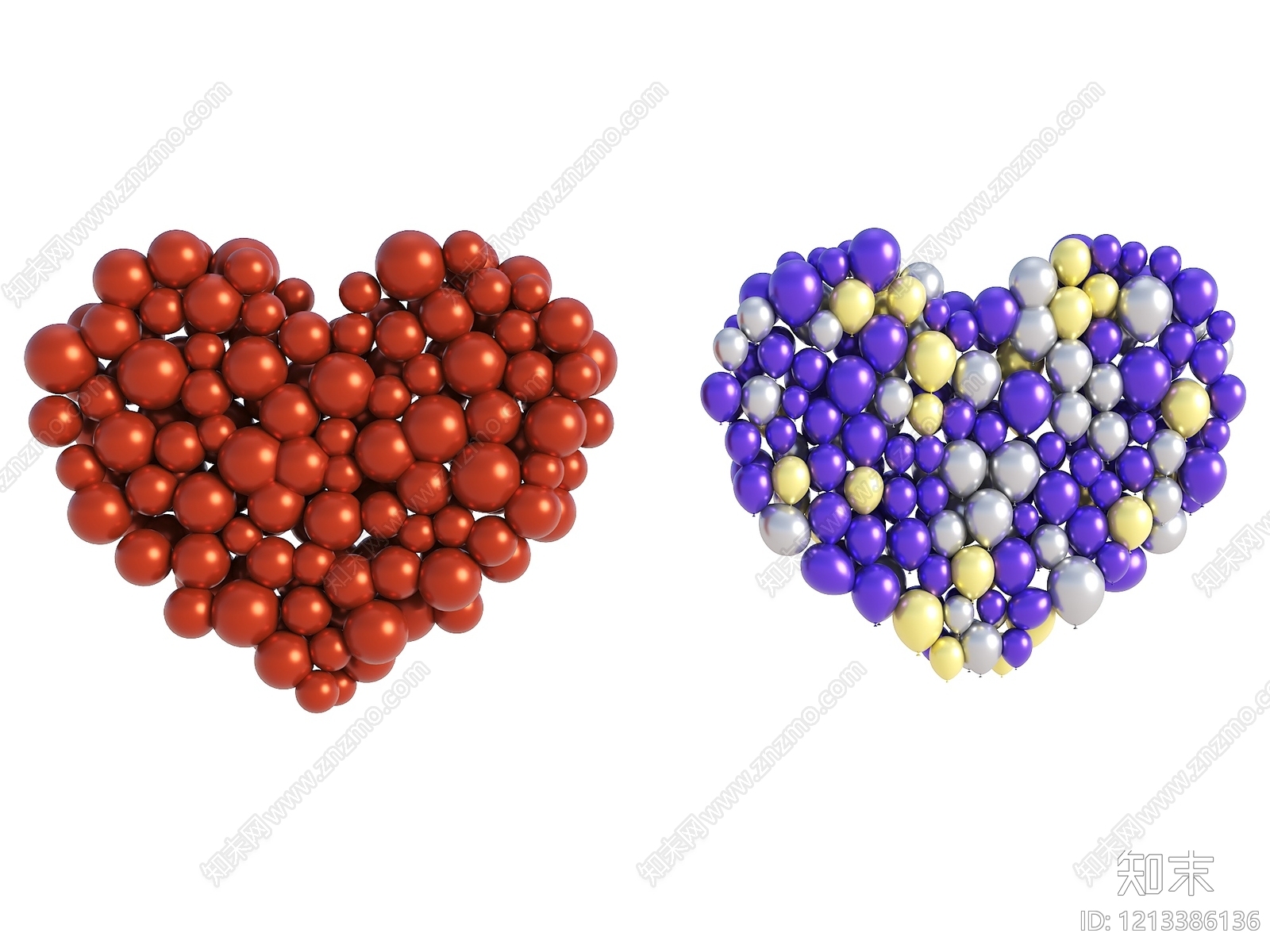气球艺术装置风格摆件组合3D模型下载【ID:1213386136】