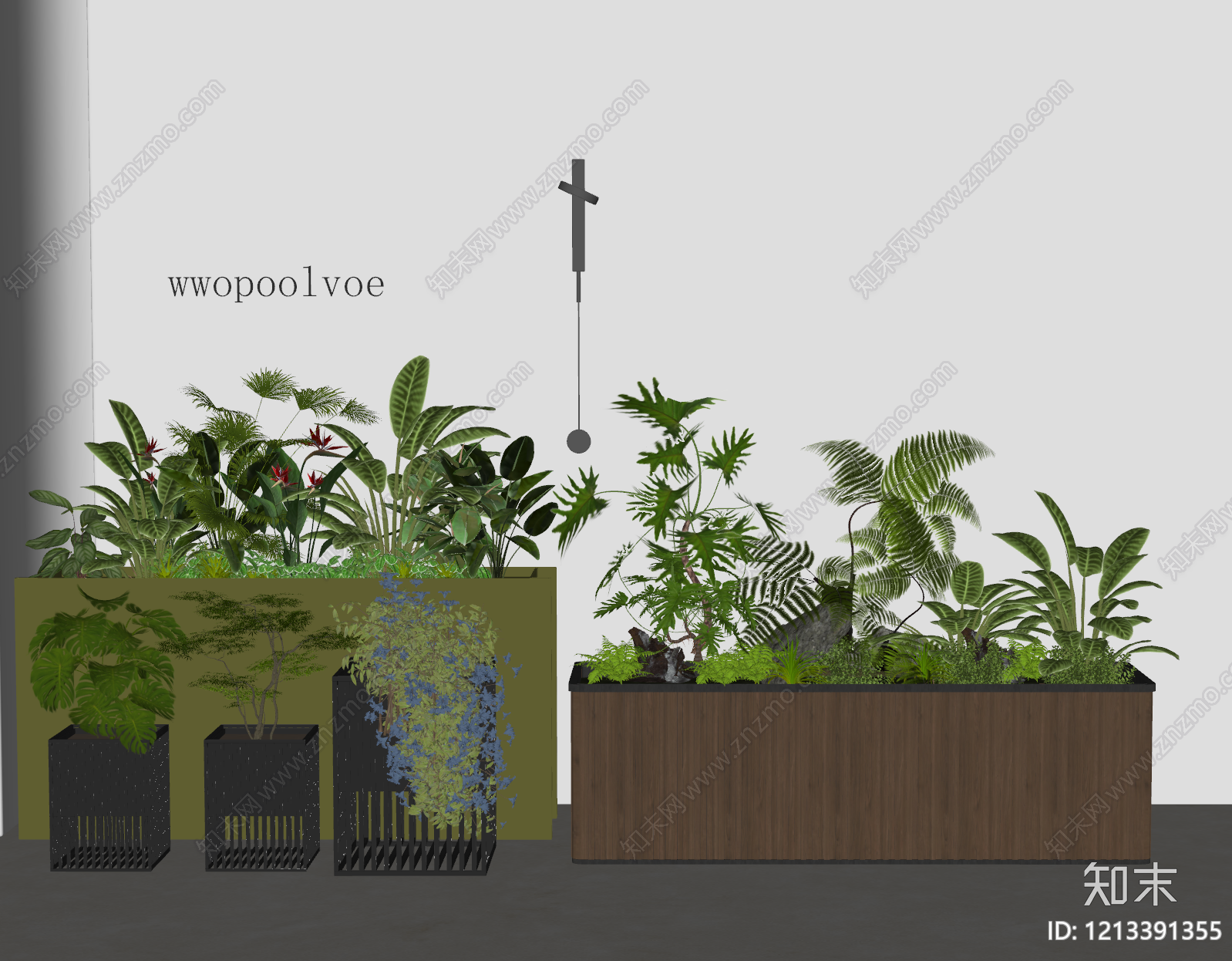 现代简约植物组合SU模型下载【ID:1213391355】