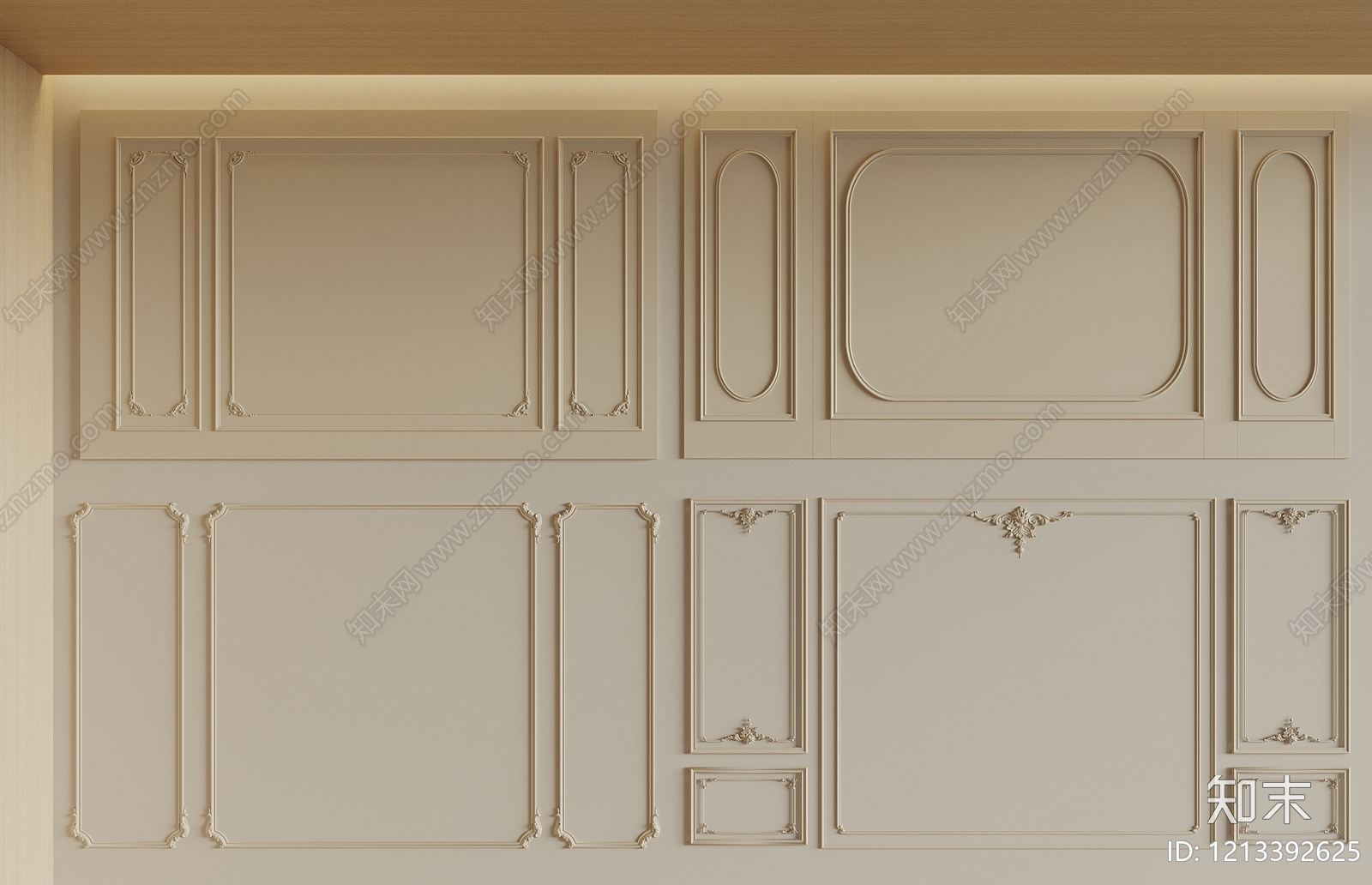 奶油风沙发背景墙3D模型下载【ID:1213392625】