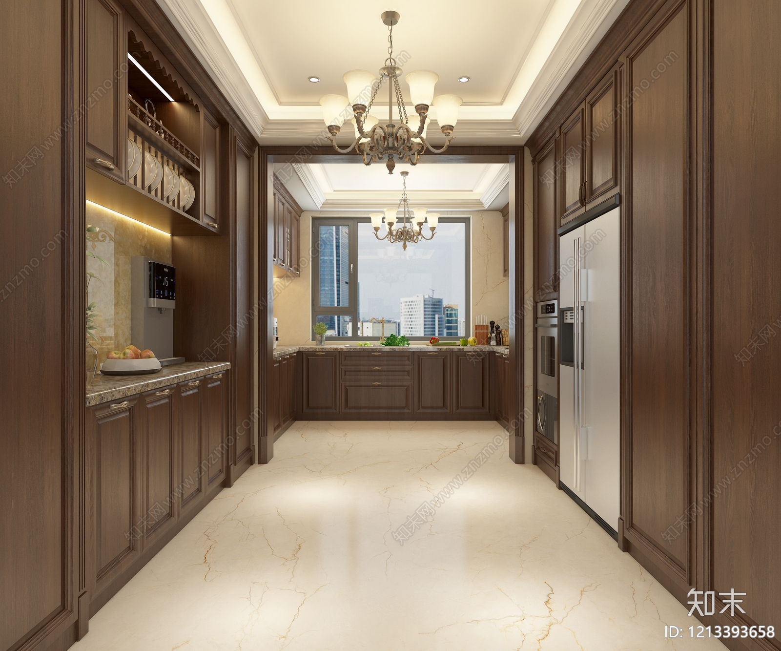美式开放式厨房3D模型下载【ID:1213393658】