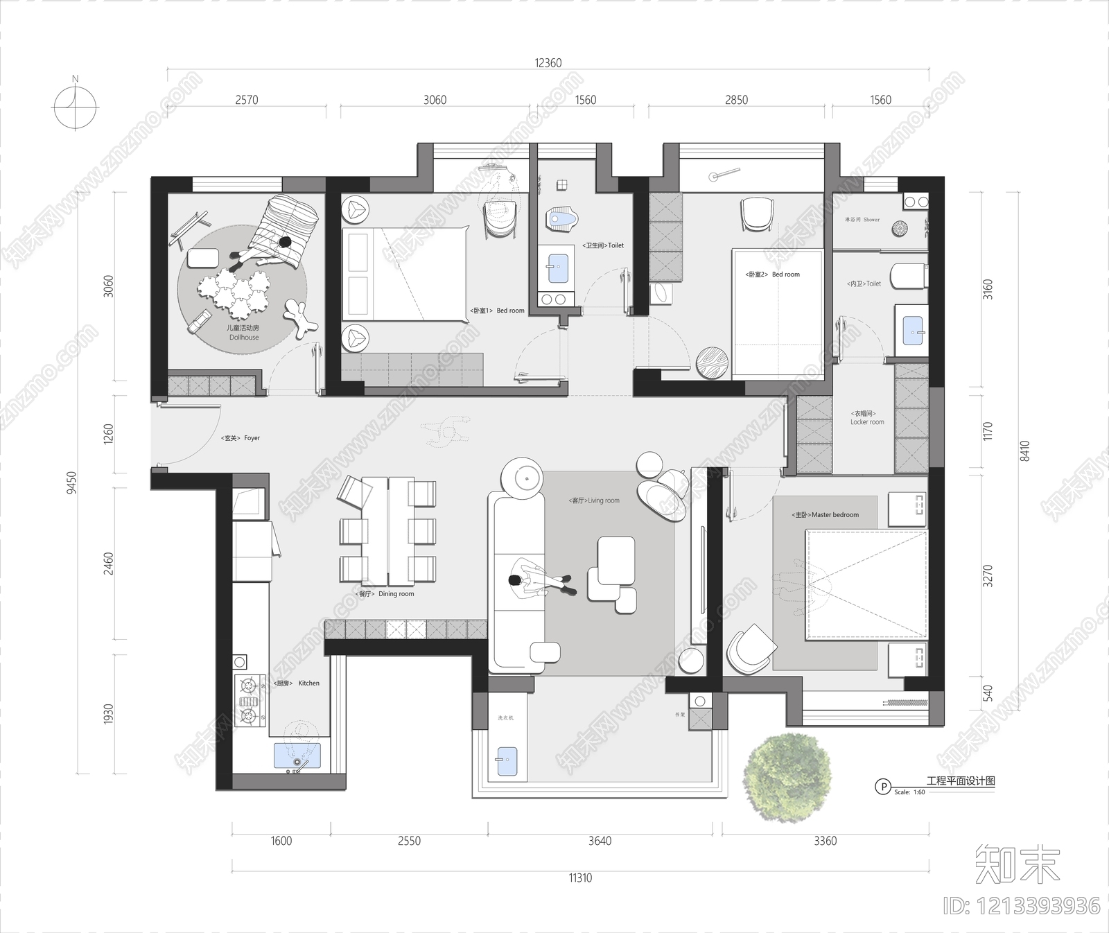 样板间cad施工图下载【ID:1213393936】