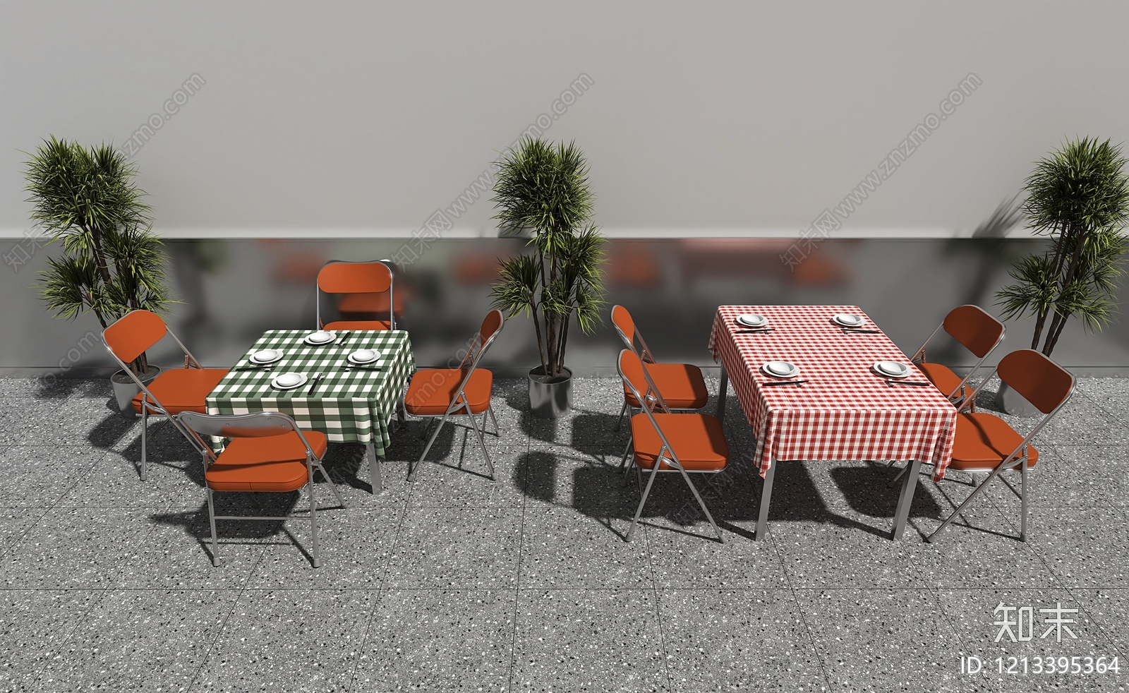 美式户外休闲风餐桌椅3D模型下载【ID:1213395364】