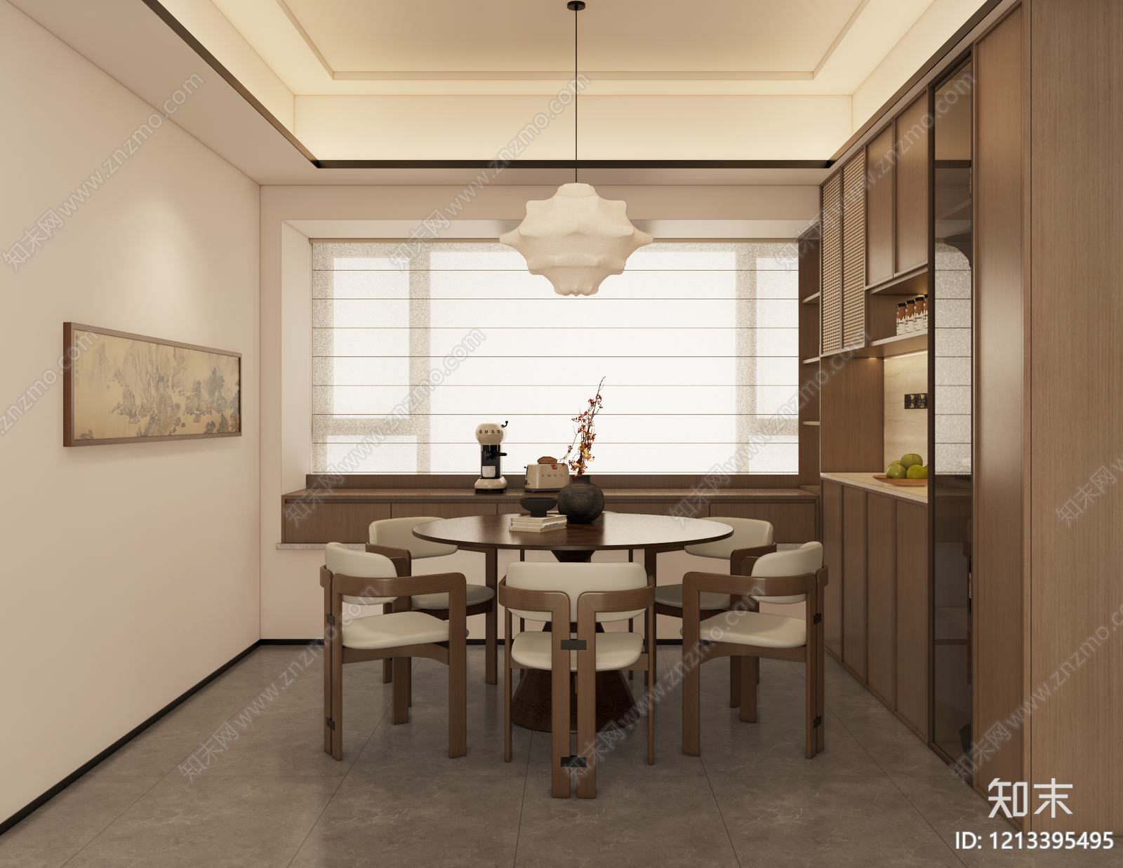 新中式客餐厅SU模型下载【ID:1213395495】