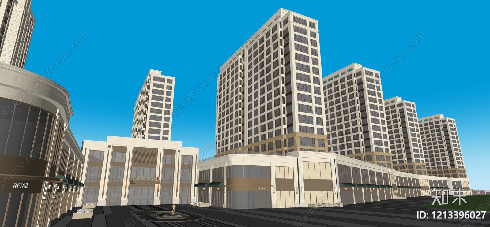 新古典主义小区建筑SU模型下载【ID:1213396027】