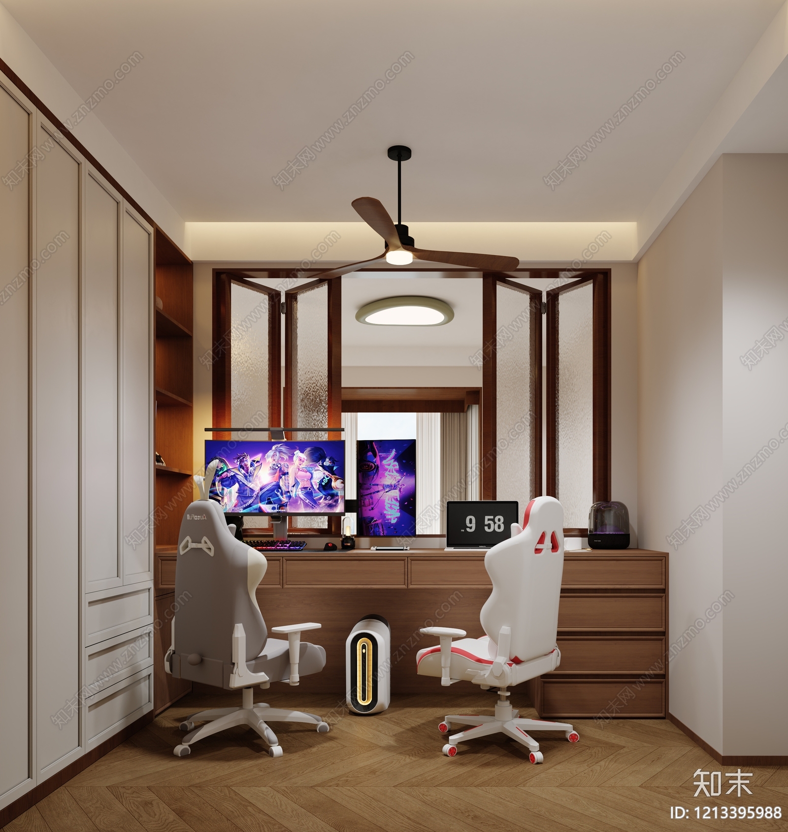 原木风通用儿童房3D模型下载【ID:1213395988】
