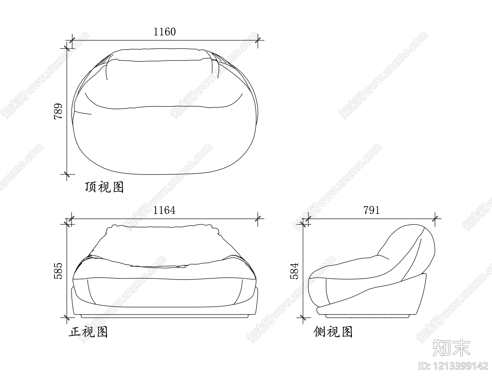 现代沙发施工图下载【ID:1213399142】