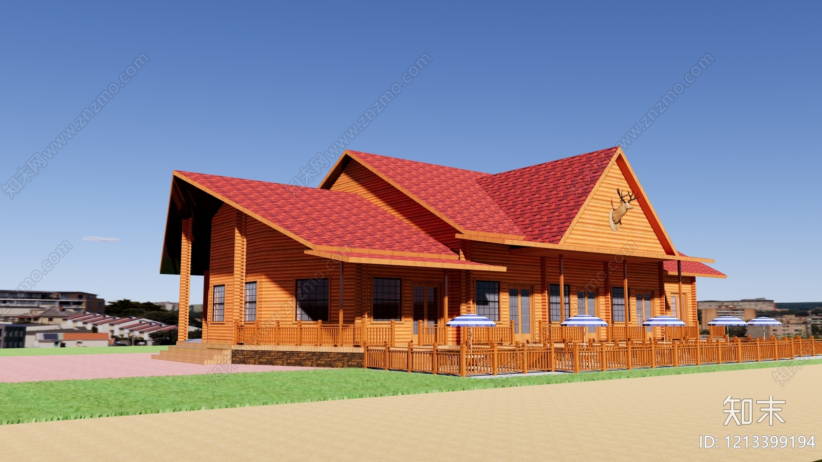 美式乡村别墅SU模型下载【ID:1213399194】