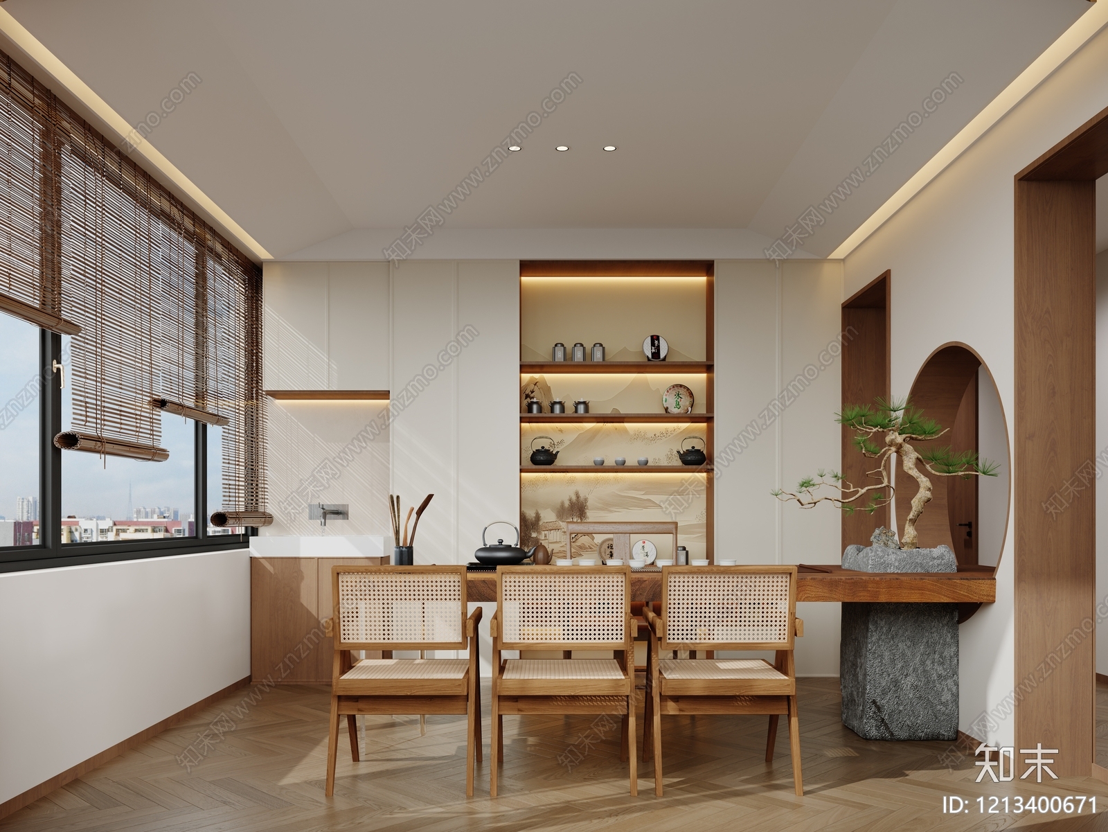 新中式茶室3D模型下载【ID:1213400671】