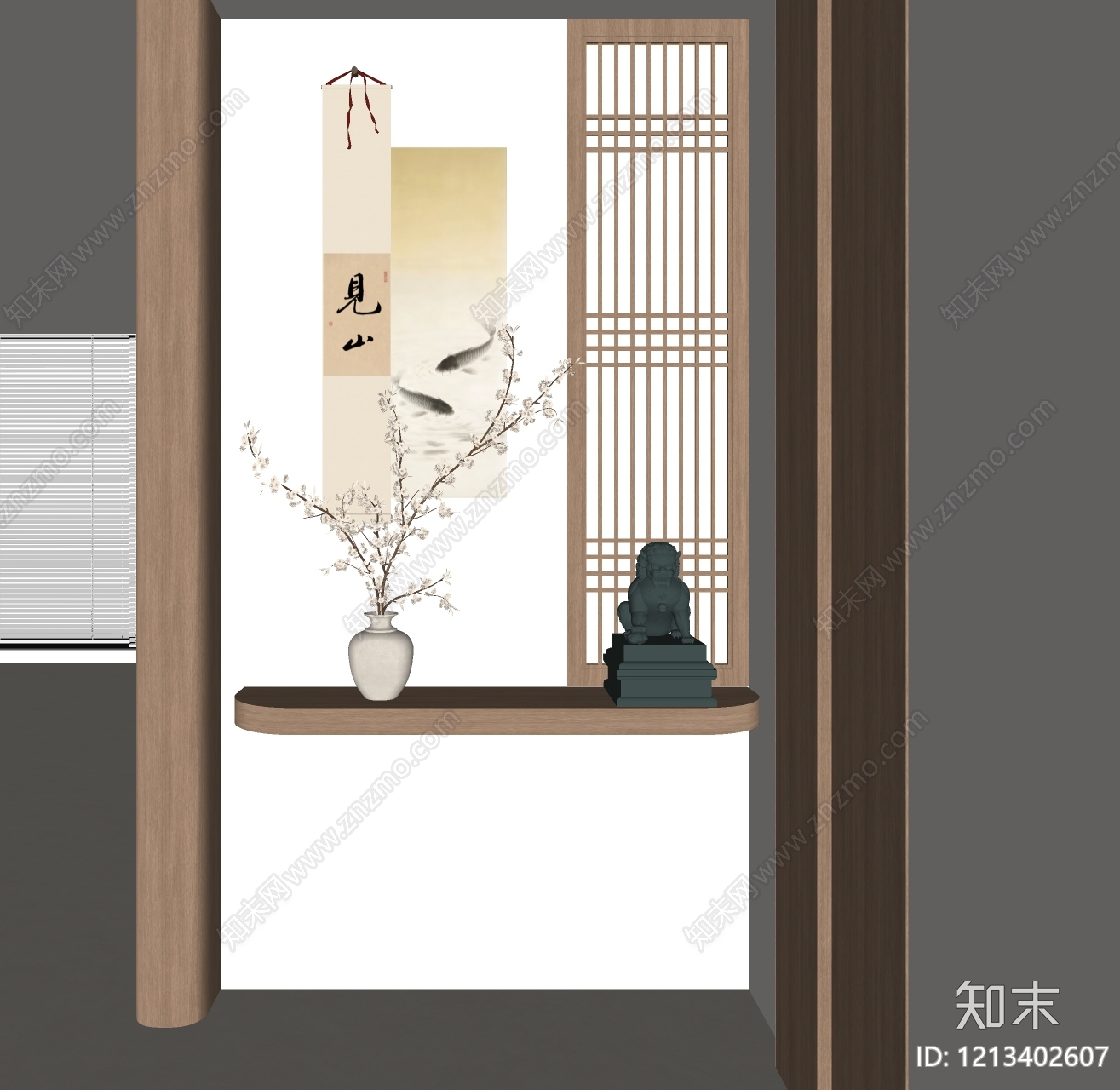 新中式玄关SU模型下载【ID:1213402607】