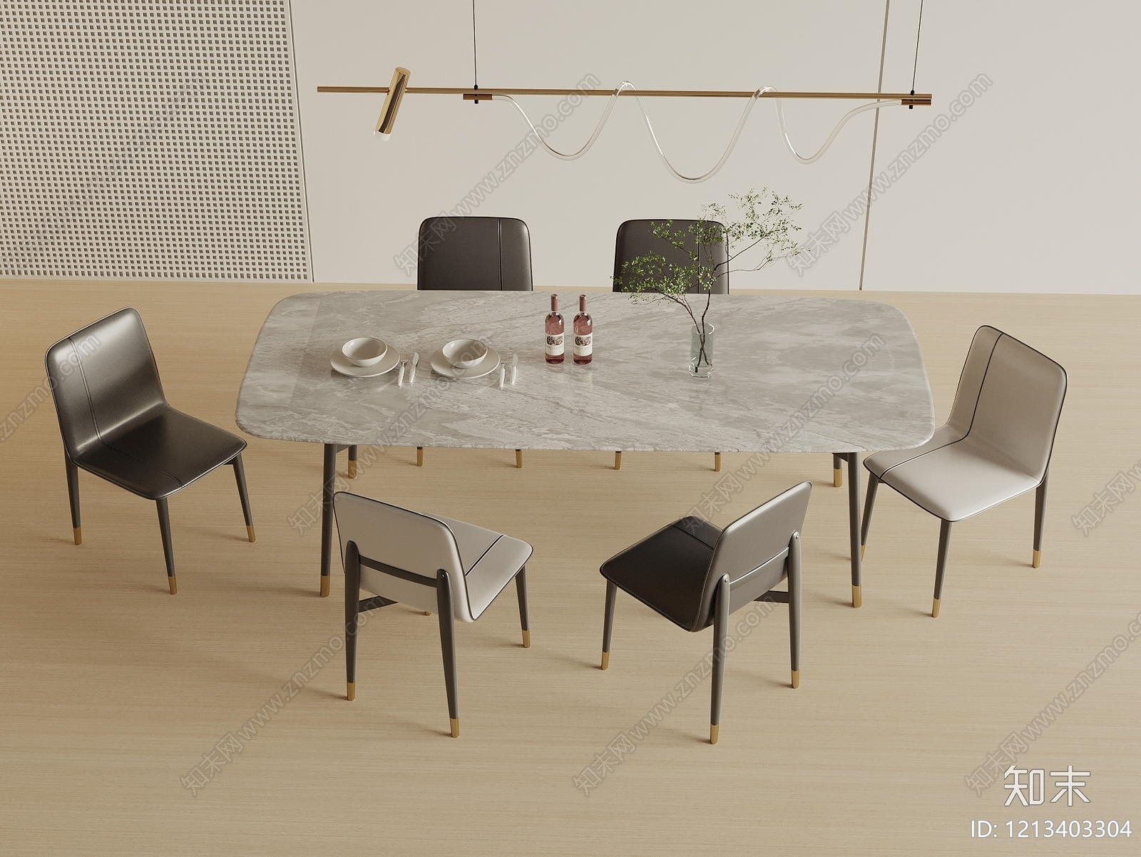 现代餐桌椅SU模型下载【ID:1213403304】