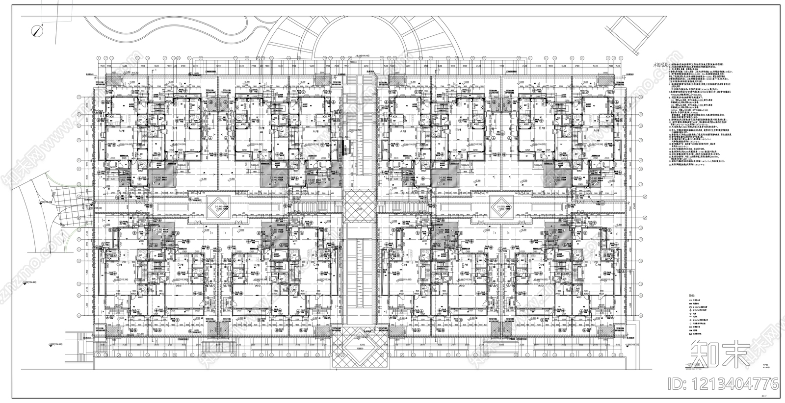 现代别墅建筑cad施工图下载【ID:1213404776】