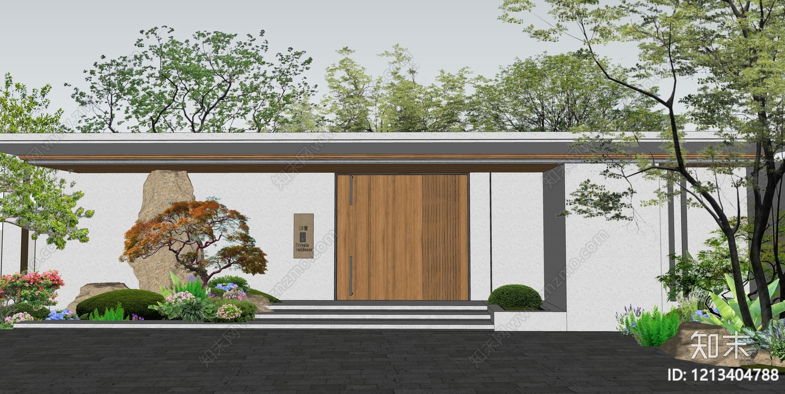 新中式入口大门SU模型下载【ID:1213404788】